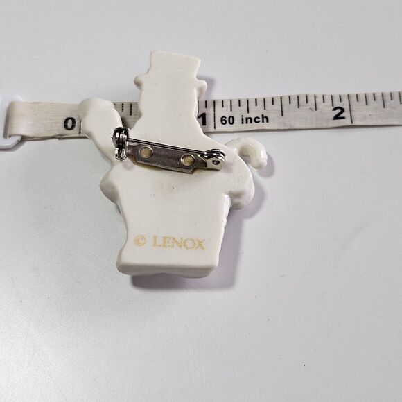 **Sale** Lenox White Porcelain Waving Snowman Brooch - Picture 5 of 10